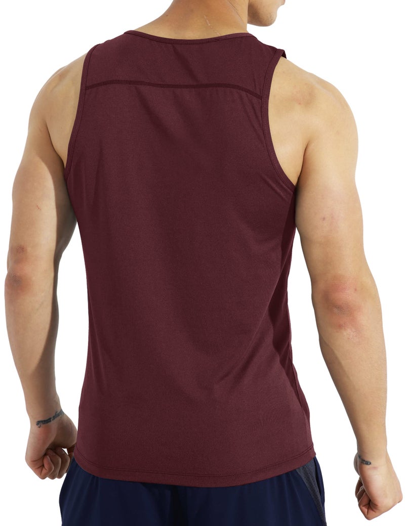 EZRUN Men's Quick Dry Tank Top UPF 50+ Summer Beach Swim Shirts for Gym Workout Athletic Muscle Sleeveless Shirts Burgundy - Image 3